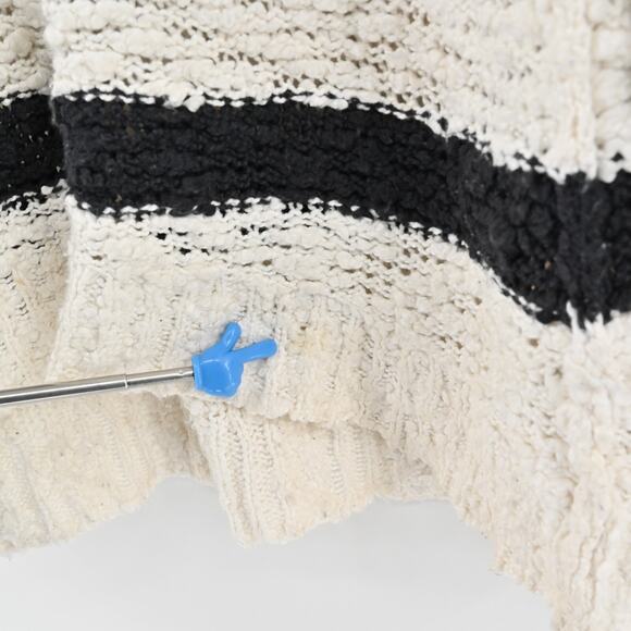 FREE PEOPLE Sweater Womens Size M Songbird Knit VNeck Rugby Stripe Oversized - Picture 12 of 12